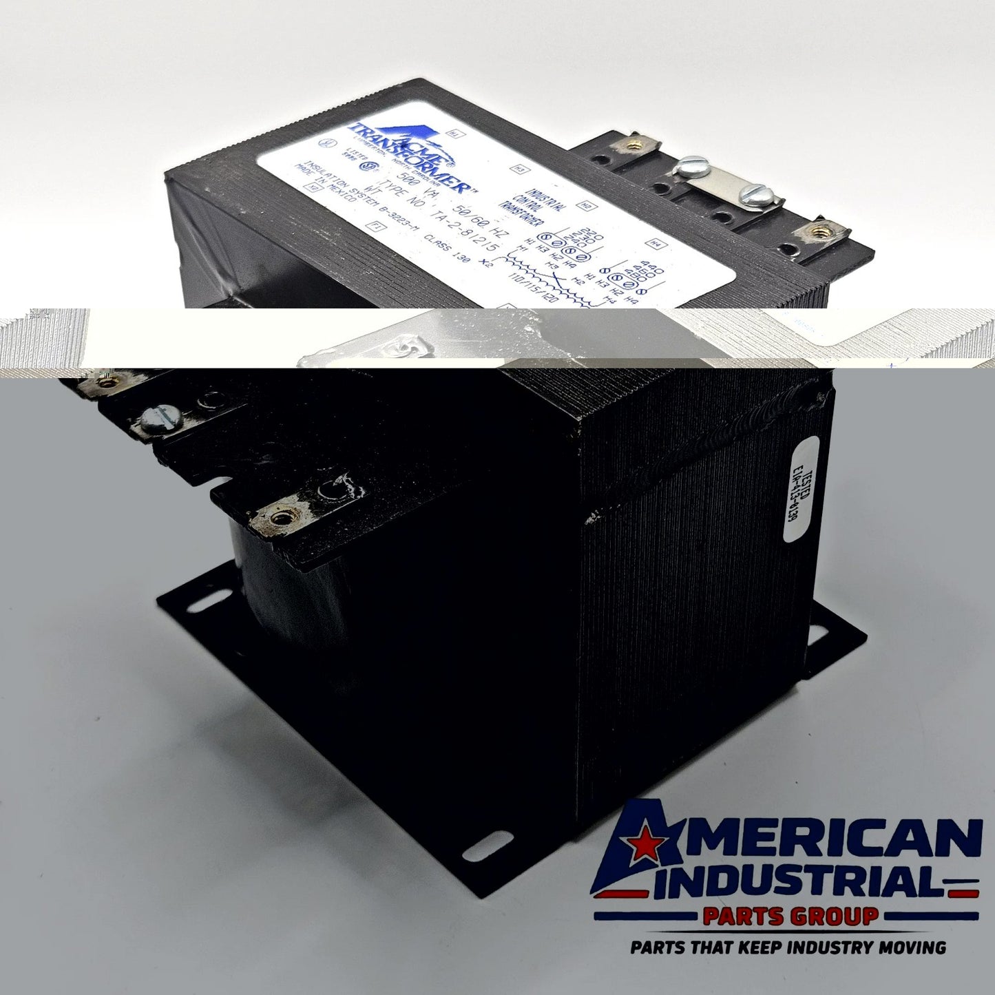 Acme TA-2-81215 500VA industrial control transformer 240x480V to 120V with primary fuse kit for control panels