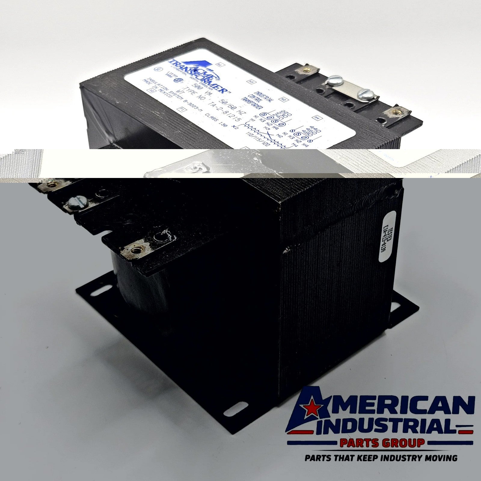 Acme TA-2-81215 500VA industrial control transformer 240x480V to 120V with primary fuse kit for control panels