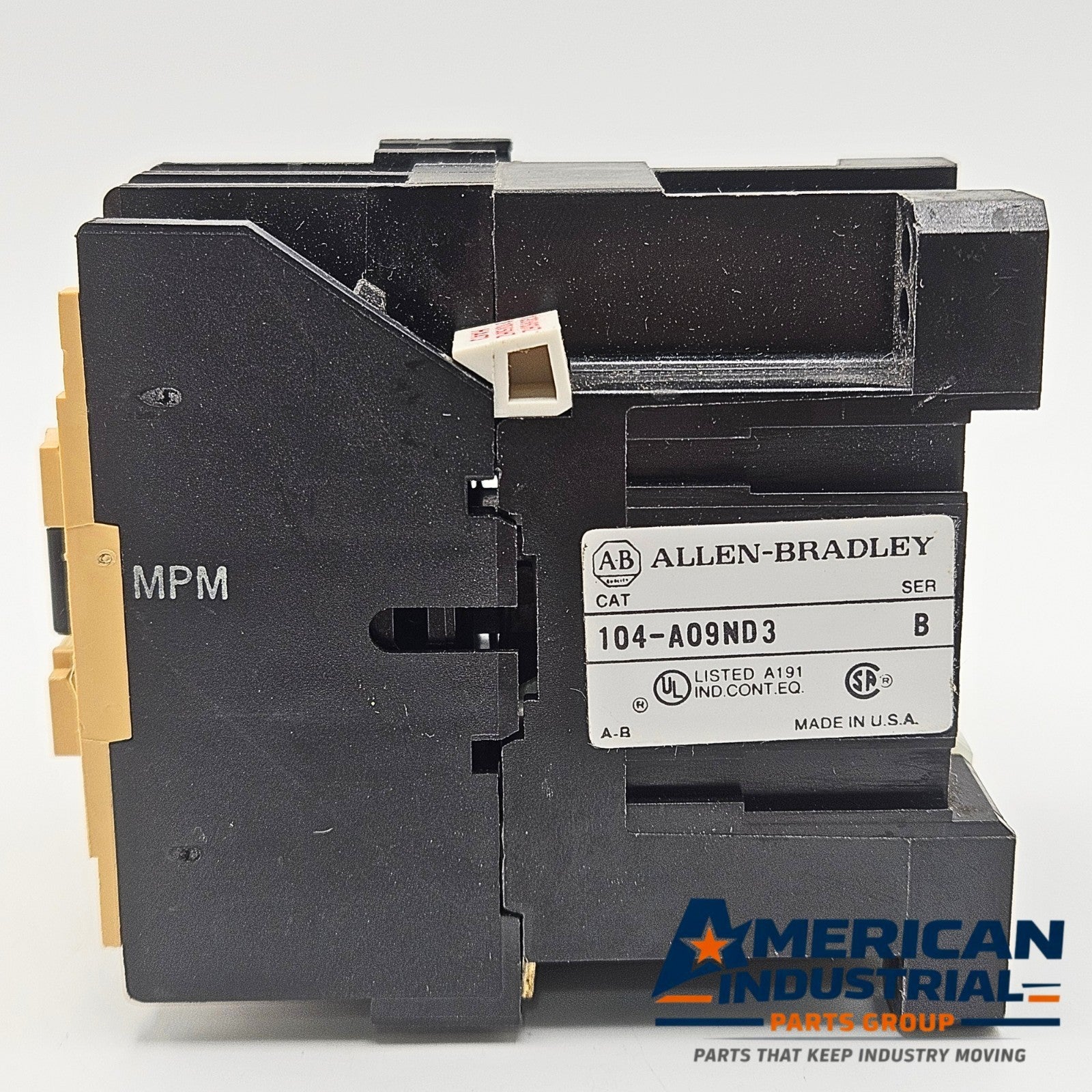 Allen-Bradley 100-A09ND3 Series B IEC contactor 120VAC coil 9A 3-pole for motor control and industrial automation systems