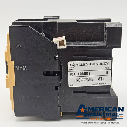 Allen-Bradley 100-A09ND3 Series B IEC contactor 120VAC coil 9A 3-pole for motor control and industrial automation systems