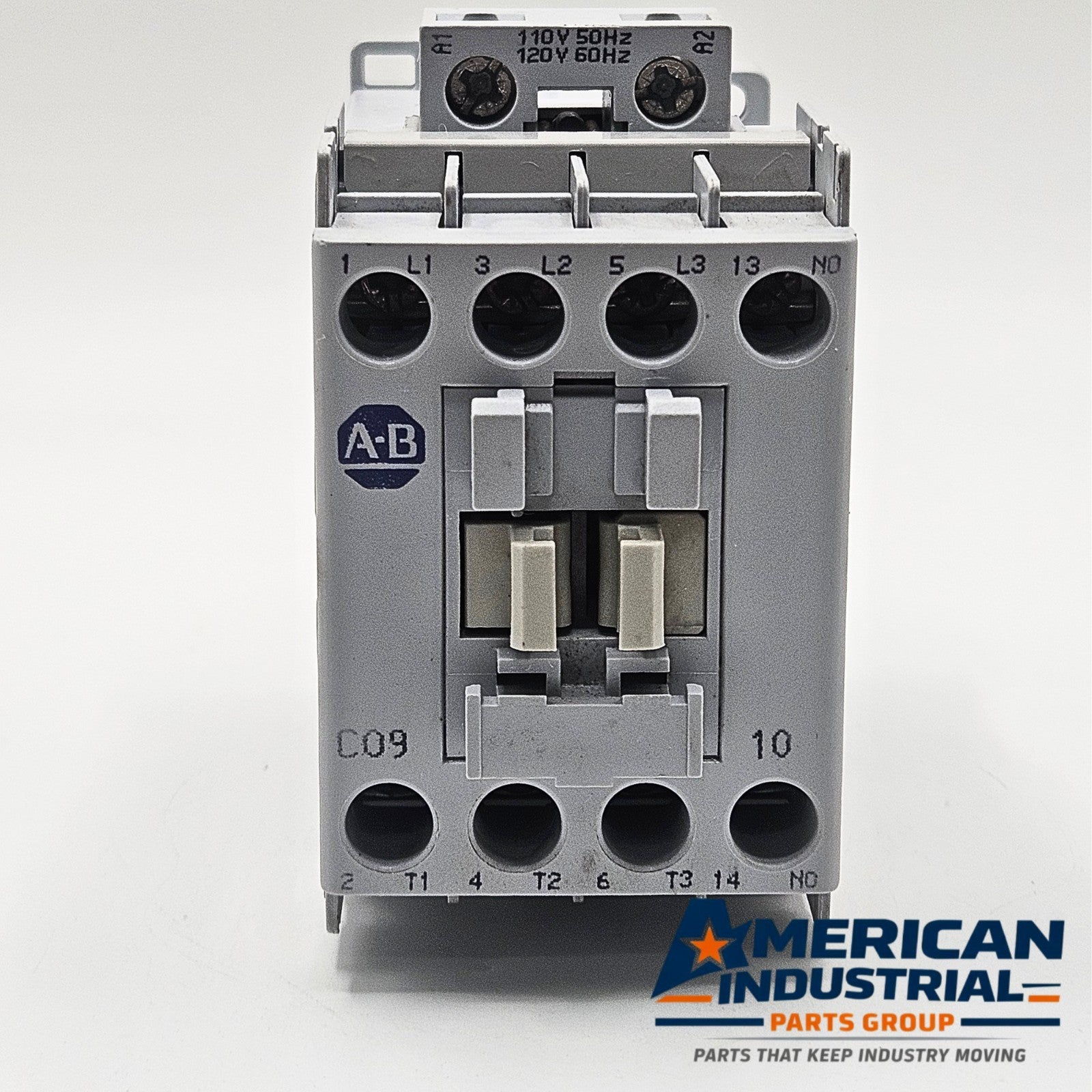 Allen-Bradley 100-C09D10 9A contactor for industrial automation and MRO motor control applications. American Industrial Parts Group.
