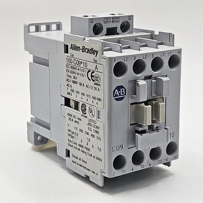 Allen-Bradley 100-C09D10 contactor for industrial automation and MRO motor control applications. American Industrial Parts Group.