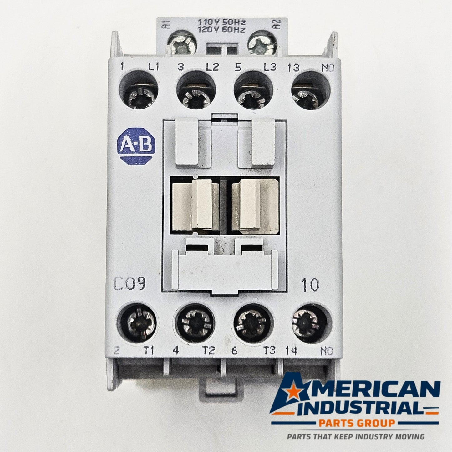 Allen-Bradley 100-C09D10 contactor for industrial automation and MRO motor control applications. American Industrial Parts Group.