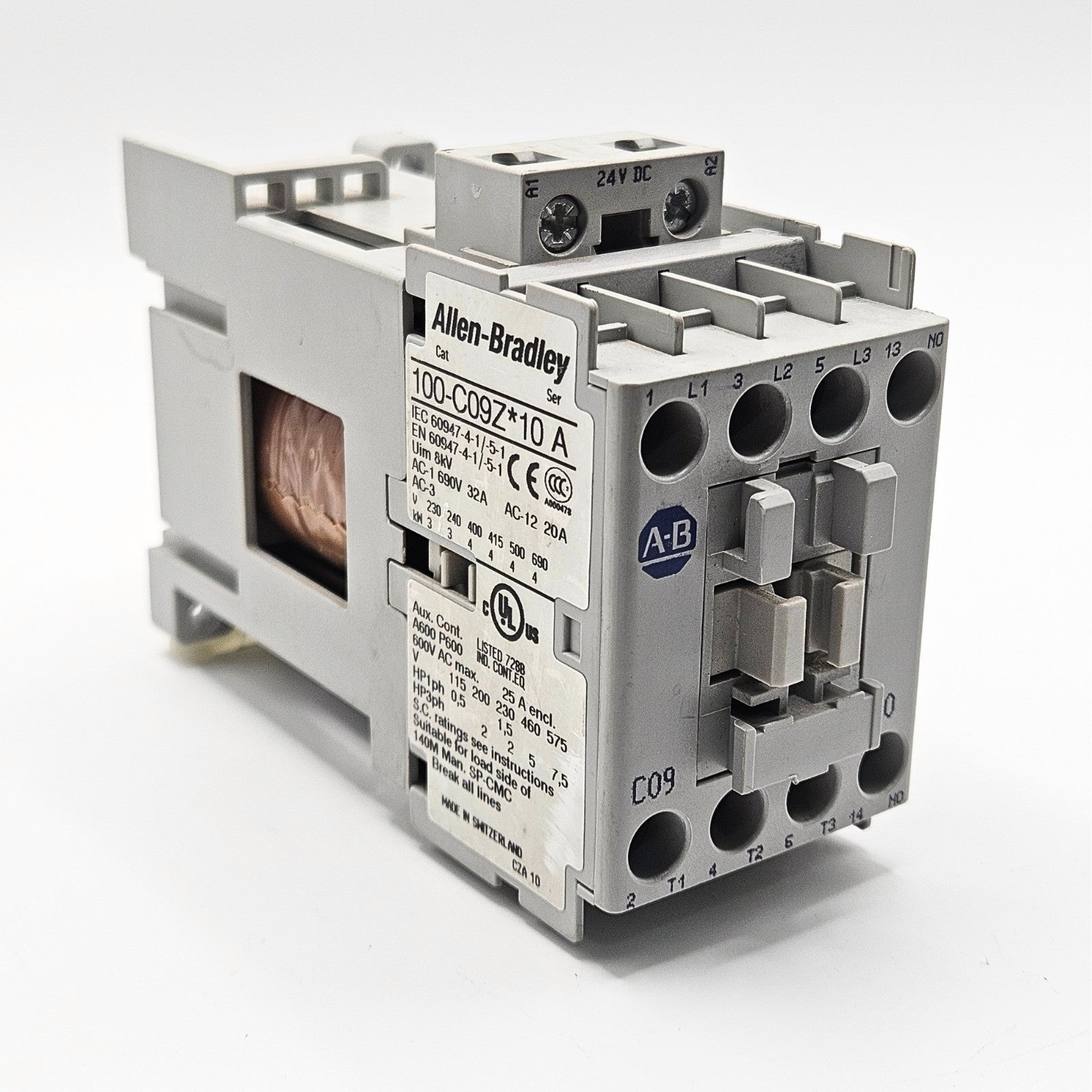 Allen-Bradley 100-C09Z10 24VDC contactor for industrial automation systems. American Industrial Parts Group.