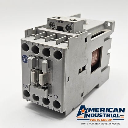Allen-Bradley 100-C09Z10 3 pole contactor for MRO motor control applications. American Industrial Parts Group.