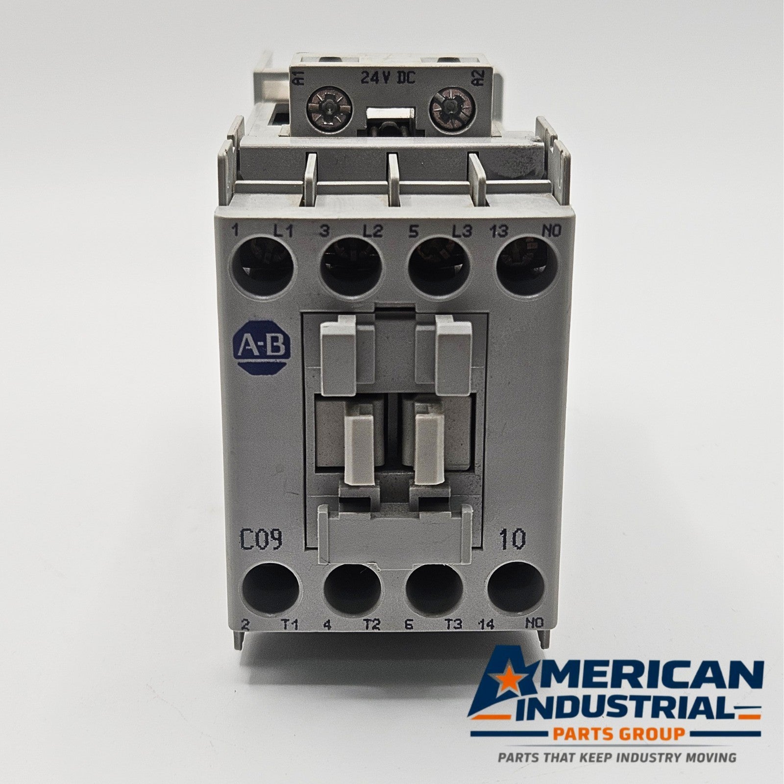 Allen-Bradley 100-C09Z10 IEC contactor used in machine control systems. American Industrial Parts Group.