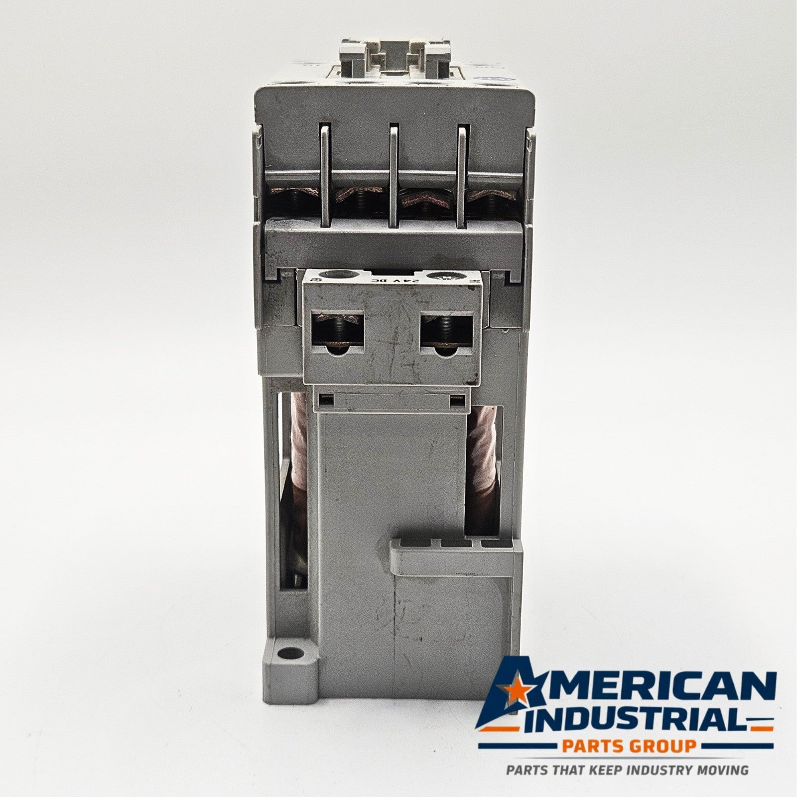 Allen-Bradley 100-C09Z10 3 pole contactor for factory equipment maintenance. American Industrial Parts Group.