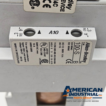 Allen-Bradley 100S-C37ZJ14C safety contactor for industrial automation and MRO applications. American Industrial Parts Group.