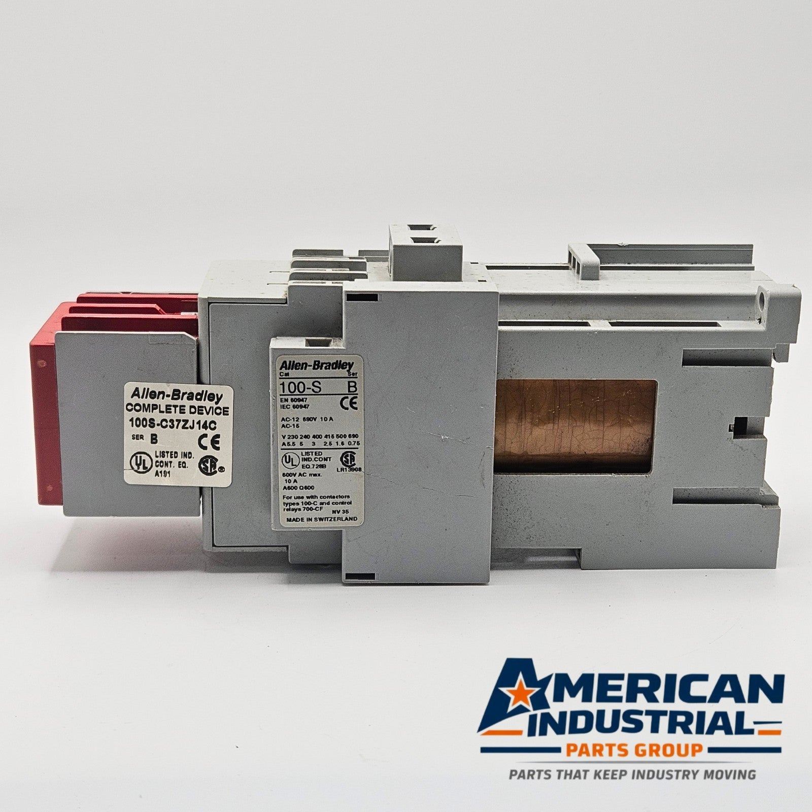 Allen-Bradley 100S-C37ZJ14C safety contactor for industrial automation and MRO applications. American Industrial Parts Group.