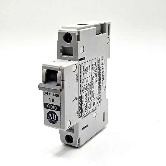 Allen-Bradley 1492-CB1-G010 Series B 1-pole 1A miniature circuit breaker 480Y/277V DIN rail for industrial control panels
