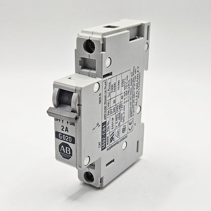 Allen-Bradley 1492-CB1-G020 Series B 1-pole 2A miniature circuit breaker 480Y/277V DIN rail for industrial control panels