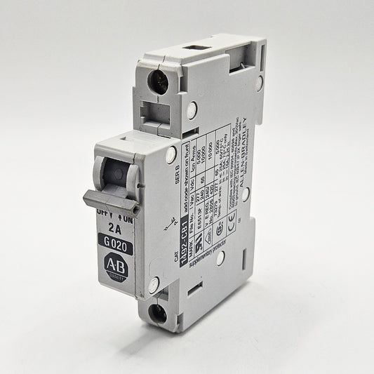 Allen-Bradley 1492-CB1-G020 Series B 1-pole 2A miniature circuit breaker 480Y/277V DIN rail for industrial control panels