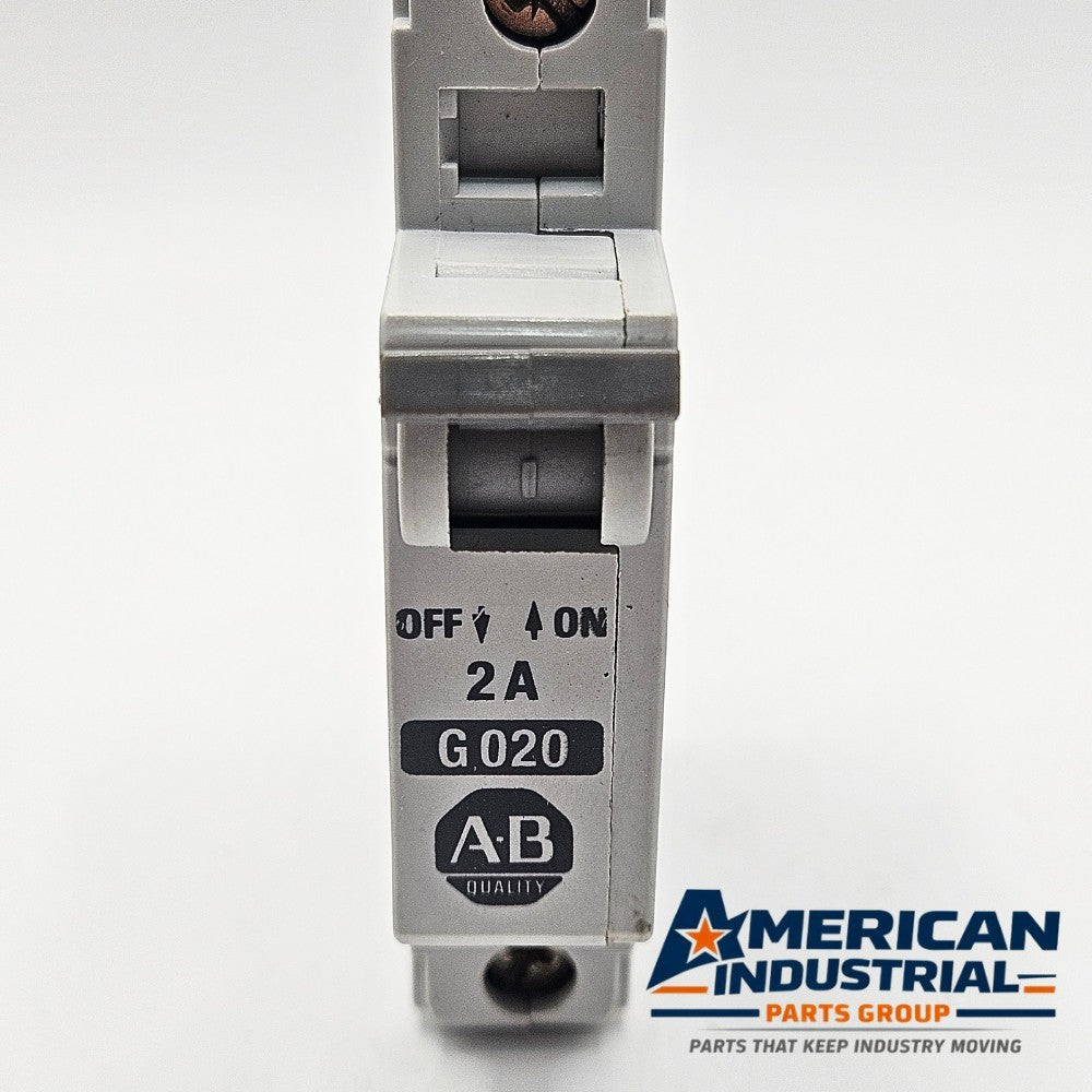 Allen-Bradley 1492-CB1-G020 Series B 1-pole 2A miniature circuit breaker 480Y/277V DIN rail for industrial control panels
