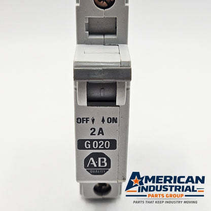 Allen-Bradley 1492-CB1-G020 Series B 1-pole 2A miniature circuit breaker 480Y/277V DIN rail for industrial control panels