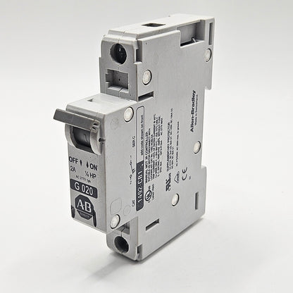 Allen-Bradley 1492-CB1-G020 Series C 1-pole 2A 1/6 HP miniature circuit breaker 480Y/277V DIN rail for industrial control panels