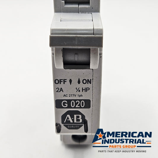 Allen-Bradley 1492-CB1-G020 Series C 1-pole 2A 1/6 HP miniature circuit breaker 480Y/277V DIN rail for industrial control panels