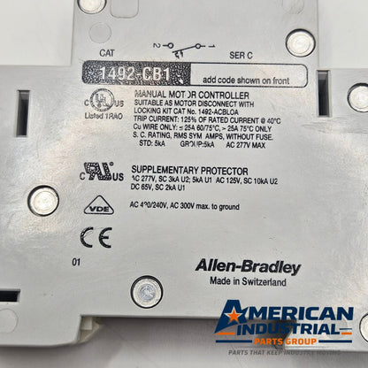 Allen-Bradley 1492-CB1-G020 Series C 1-pole 2A 1/6 HP miniature circuit breaker 480Y/277V DIN rail for industrial control panels
