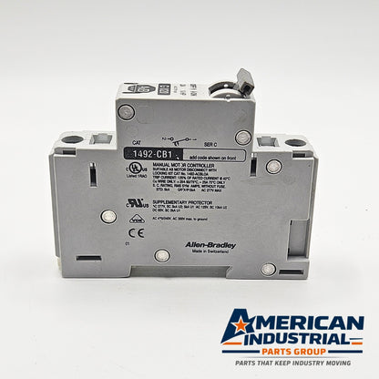 Allen-Bradley 1492-CB1-G020 Series C 1-pole 2A 1/6 HP miniature circuit breaker 480Y/277V DIN rail for industrial control panels