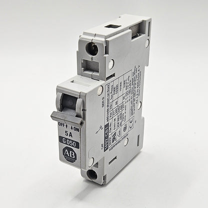 Allen-Bradley 1492-CB1-G050 Series B 1-pole 5A miniature circuit breaker 480Y/277V DIN rail for industrial control panels