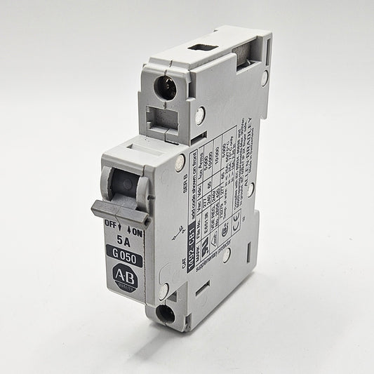 Allen-Bradley 1492-CB1-G050 Series B 1-pole 5A miniature circuit breaker 480Y/277V DIN rail for industrial control panels