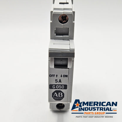 Allen-Bradley 1492-CB1-G050 Series B 1-pole 5A miniature circuit breaker 480Y/277V DIN rail for industrial control panels