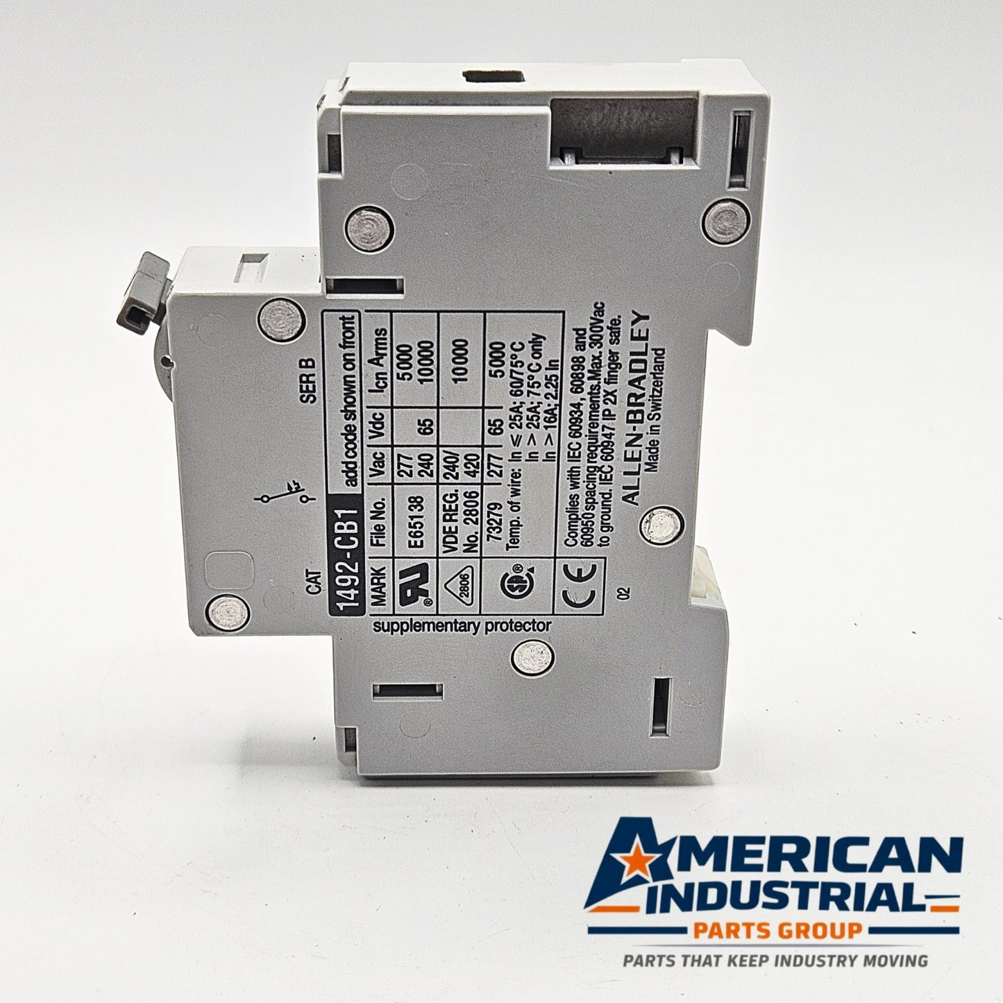 Allen-Bradley 1492-CB1-G050 Series B 1-pole 5A miniature circuit breaker 480Y/277V DIN rail for industrial control panels