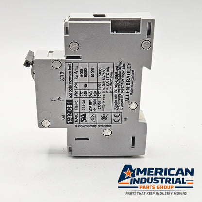 Allen-Bradley 1492-CB1-G050 Series B 1-pole 5A miniature circuit breaker 480Y/277V DIN rail for industrial control panels