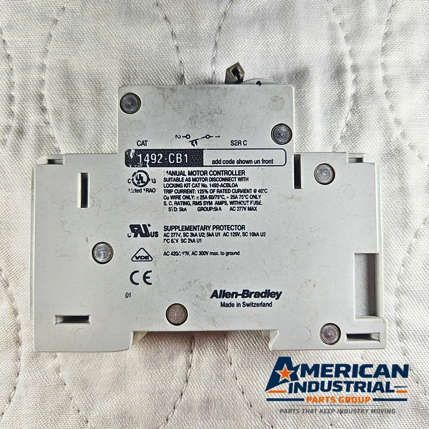 Allen-Bradley 1492-CB1G010 Circuit Breaker industrial automation/MRO circuit protection component. American Industrial Parts Group.