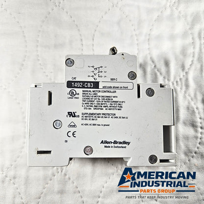 Allen-Bradley 1492-CB3 Circuit Breaker industrial automation/MRO circuit protection component. American Industrial Parts Group.