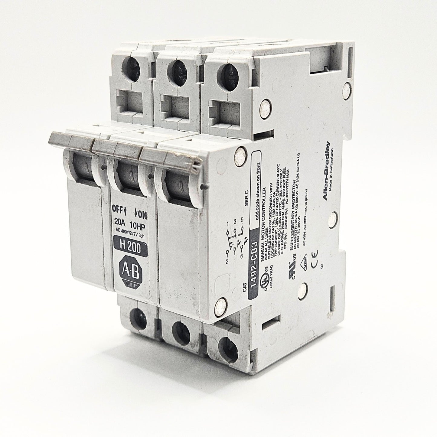 Allen-Bradley 1492-CB3 Circuit Breaker industrial automation/MRO circuit protection component. American Industrial Parts Group.