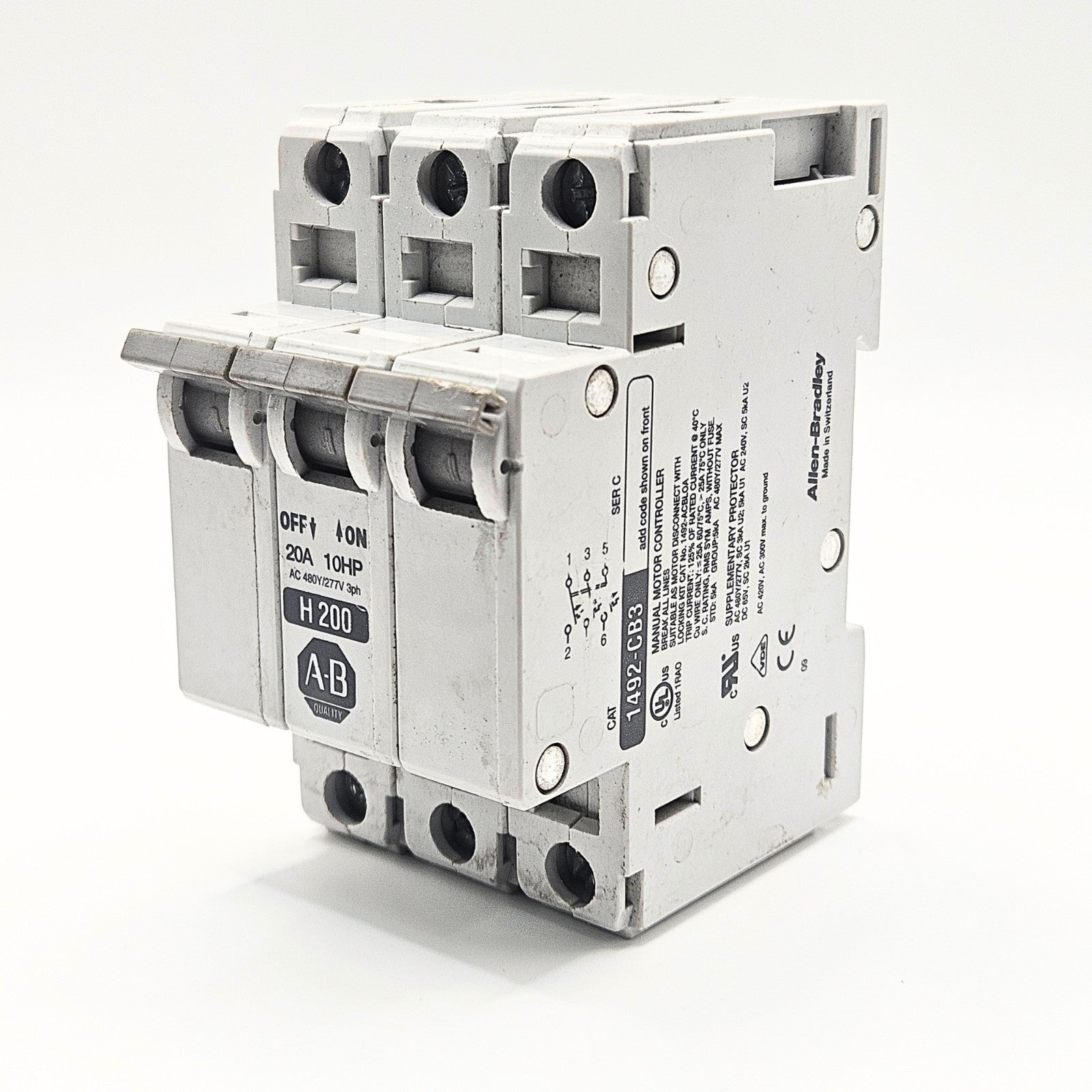 Allen-Bradley 1492-CB3 Circuit Breaker industrial automation/MRO circuit protection component. American Industrial Parts Group.