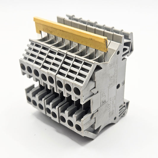 Allen-Bradley 1492-J4 terminal block for industrial automation control panels. American Industrial Parts Group.