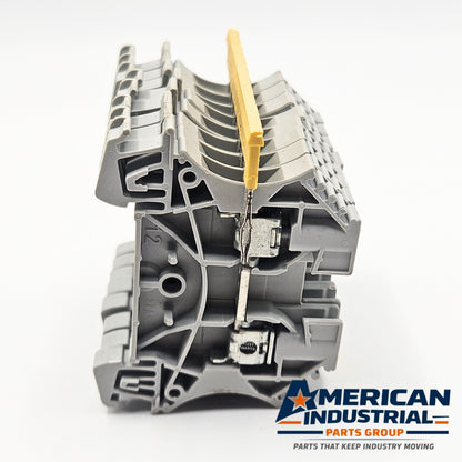Allen-Bradley 1492-J4 terminal block used in factory automation wiring. American Industrial Parts Group.