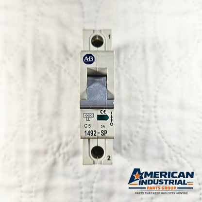 Allen-Bradley 1492-SP1C050 miniature circuit breaker 5A 1-pole 240/415VAC DIN rail for industrial electrical panels and MRO applications
