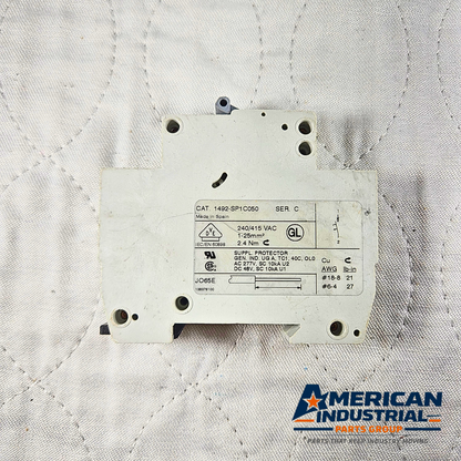 Allen-Bradley 1492-SP1C050 miniature circuit breaker 5A 1-pole 240/415VAC DIN rail for industrial electrical panels and MRO applications
