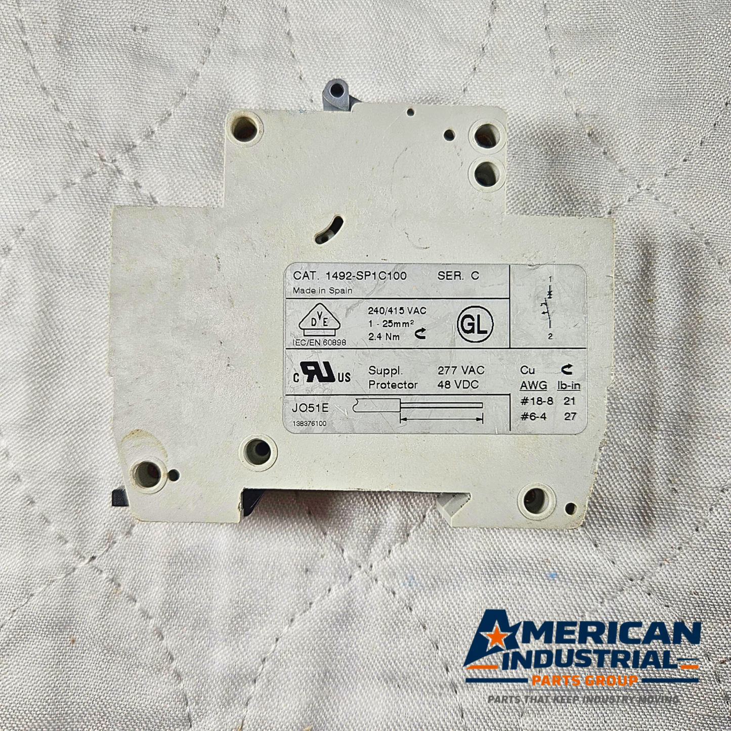 Allen-Bradley 1492-SP1C100 miniature circuit breaker 10A 1-pole C curve 240/415V DIN rail for industrial electrical panels and MRO applications