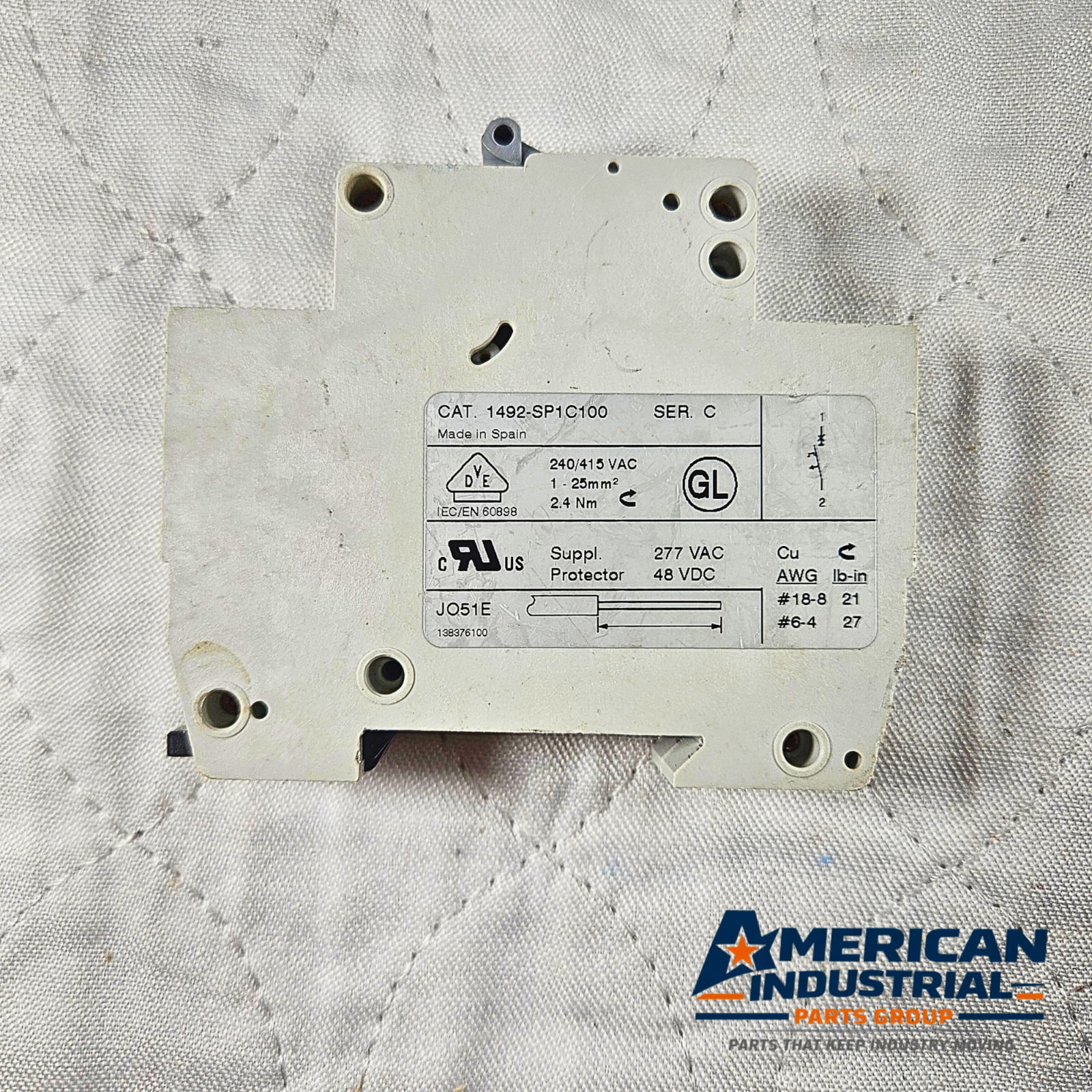 Allen-Bradley 1492-SP1C100 miniature circuit breaker 10A 1-pole C curve 240/415V DIN rail for industrial electrical panels and MRO applications