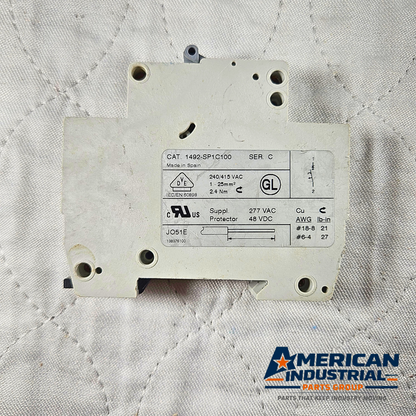 Allen-Bradley 1492-SP1C100 miniature circuit breaker 10A 1-pole C curve 240/415V DIN rail for industrial electrical panels and MRO applications