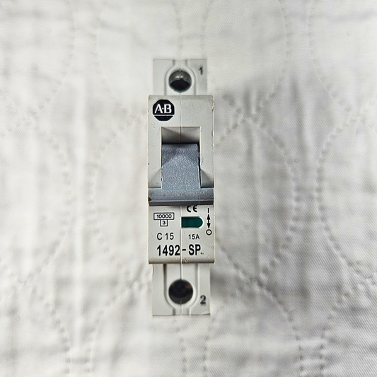 Allen-Bradley 1492-SP1C150 miniature circuit breaker 15A 1-pole DIN rail for industrial electrical panels and MRO applications