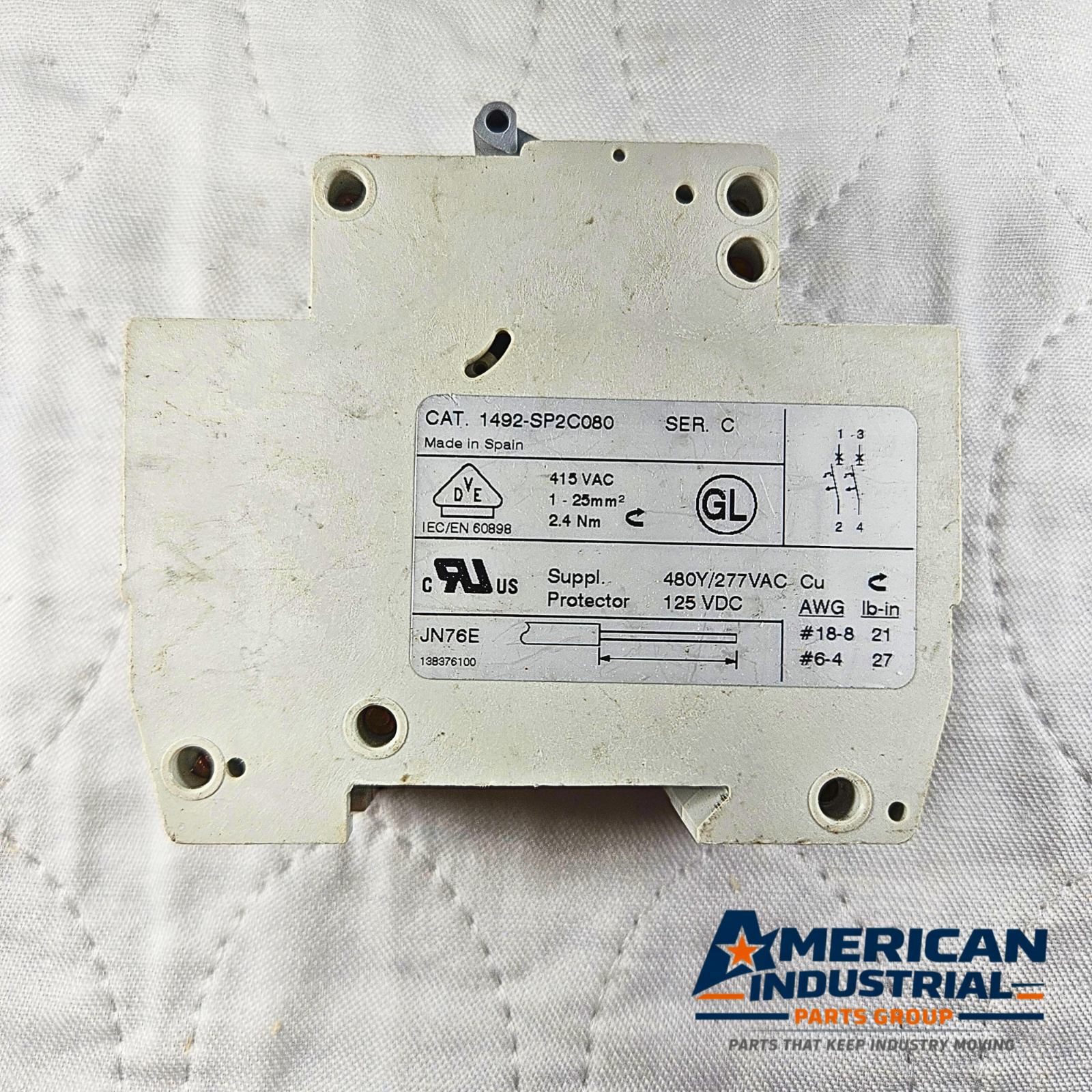 Allen-Bradley 1492-SP2C080 miniature circuit breaker 8A 2-pole C curve DIN rail for industrial electrical panels and MRO applications