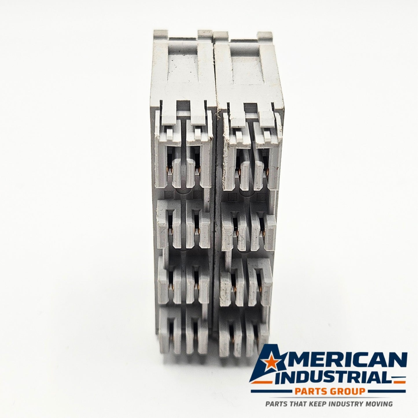 Allen-Bradley 1734-RTB relay terminal block for industrial control panel wiring. American Industrial Parts Group.