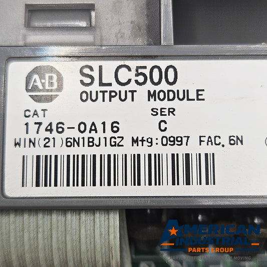 Allen-Bradley 1746-OA16 Series C SLC 500 16-point triac AC output module for PLC automation systems and control panels