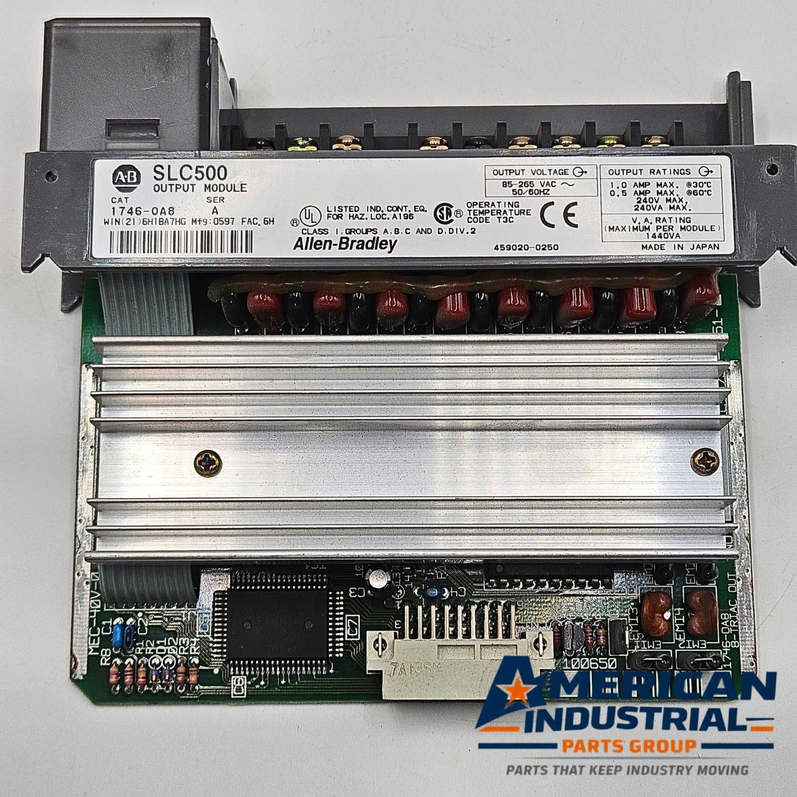 Allen-Bradley 1746-OA8 Series A SLC 500 8-point AC output module 85-265VAC for PLC automation systems and control panels