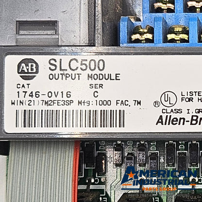 Allen-Bradley 1746-OV16 Series C SLC 500 16-point DC output module for PLC automation systems and control panels