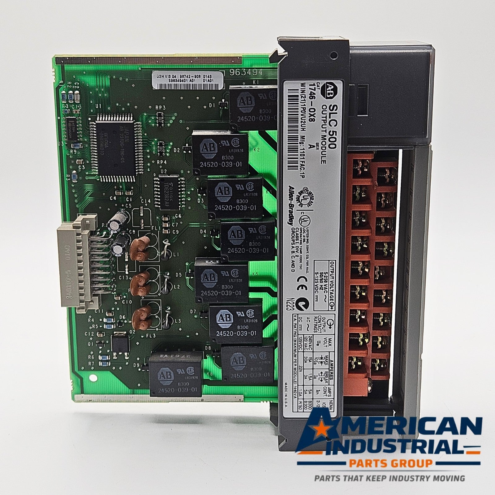 Allen-Bradley 1746-OX8 Series A SLC 500 8-point relay output module for PLC automation systems and control panels