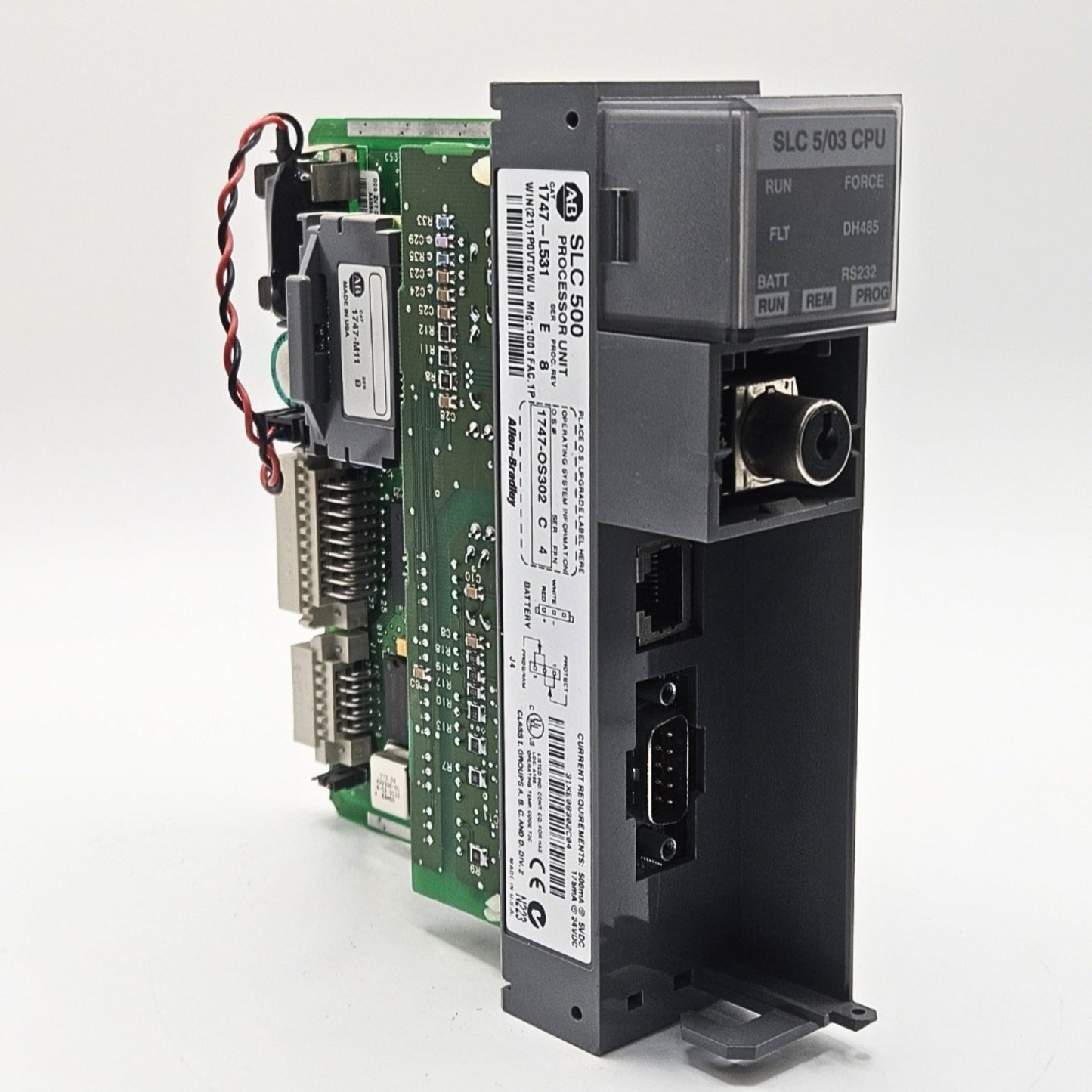 Allen-Bradley 1747-L531 SLC 500 PLC CPU with 1747-M11 memory module for industrial automation systems and MRO replacement stock