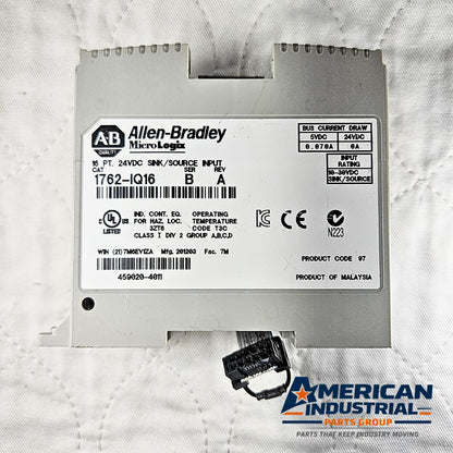 Allen-Bradley 1762-IQ16 MicroLogix 16-point 24VDC sink/source input module for PLC automation systems and control panels