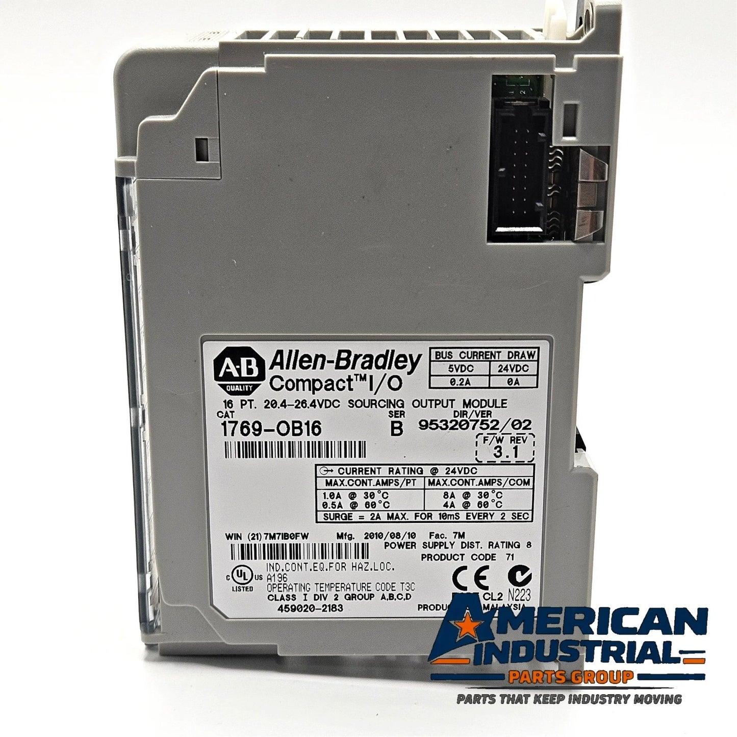 Allen-Bradley 1769-OB16 Series B Compact I/O 16-point 24VDC sourcing output module for CompactLogix PLC systems