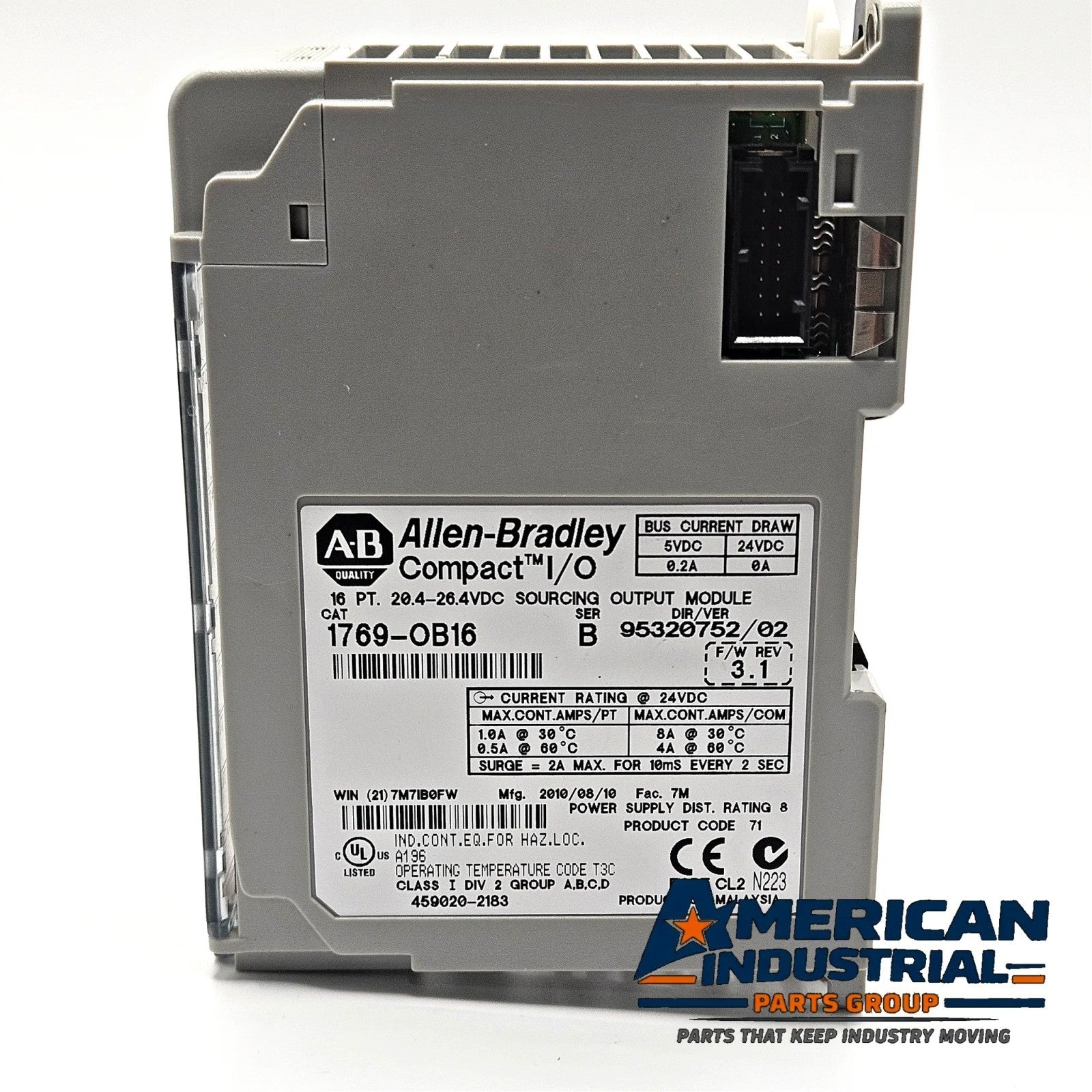Allen-Bradley 1769-OB16 Series B Compact I/O 16-point 24VDC sourcing output module for CompactLogix PLC systems