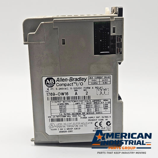 Allen-Bradley 1769-OW16 Compact I/O 16-point relay output module for PLC automation systems and control panels
